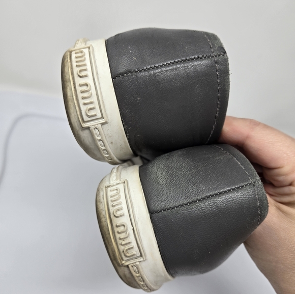 Miu Miu Metal Capped Toe Leather Sneakers Size 37 - Picture 12 of 14